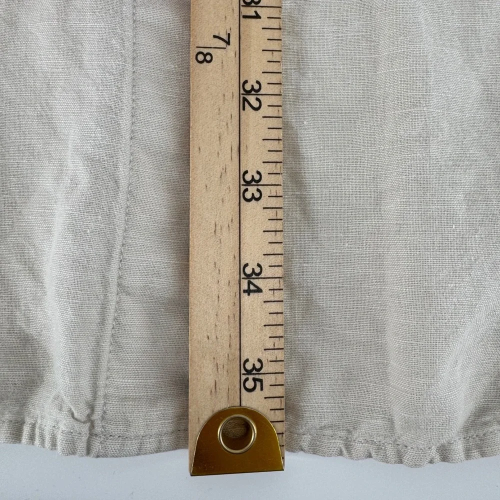 J.Crew‎ Womens Linen Blend Shirt Dress Beige Button Front Long Sleeve Small